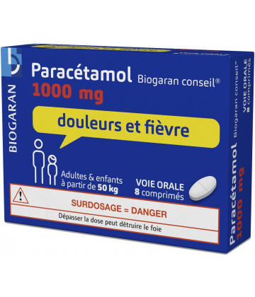 Paracétamol Biogaran Conseil 1000 mg Comprimés x 8